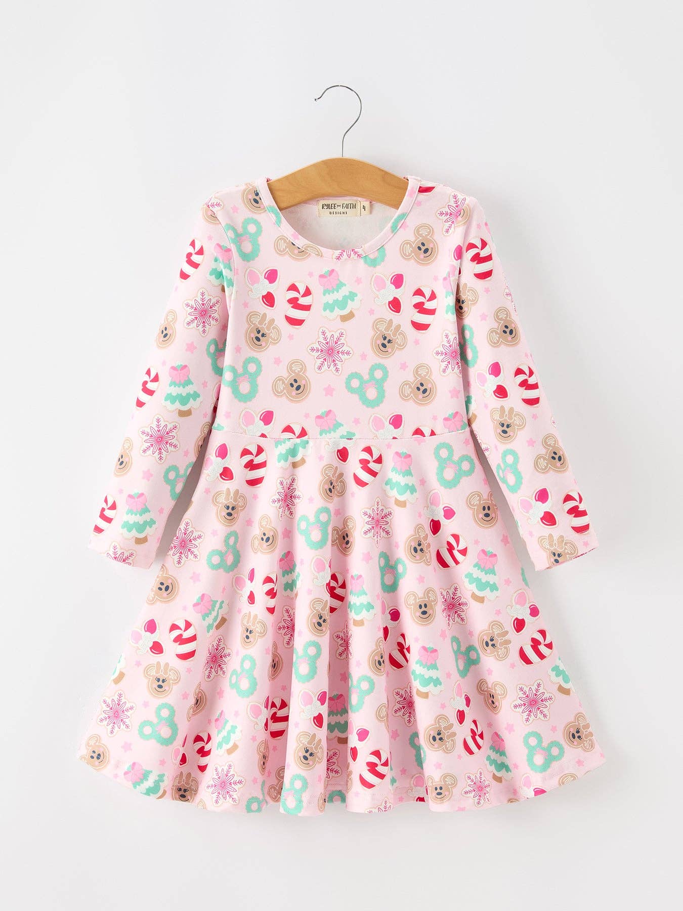 Disney Christmas Gingerbread Long Sleeve Twirl Dress