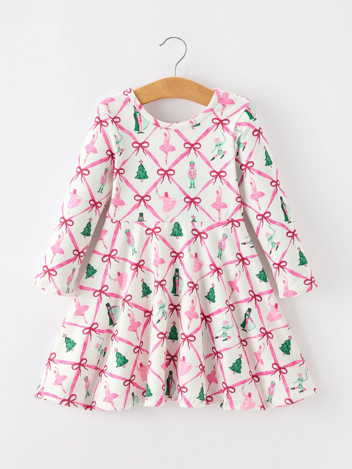 Girls Ballet Christmas Bow Flare Dress