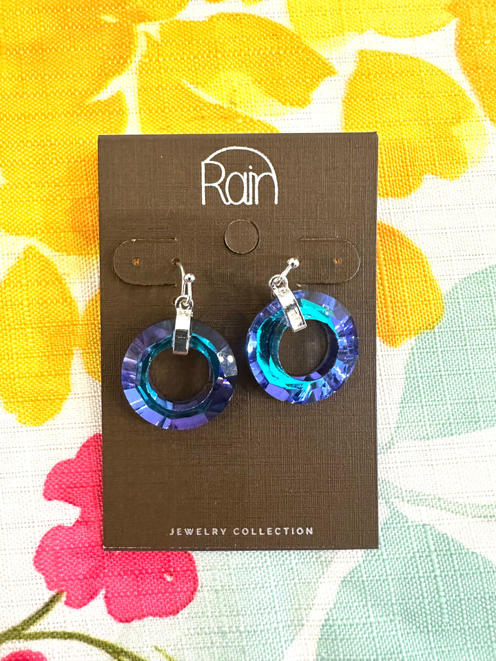 Rain Blue Circle Earrings