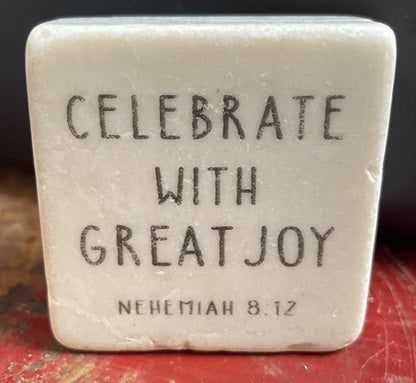 Celebrate with Great Joy Scripture Stone