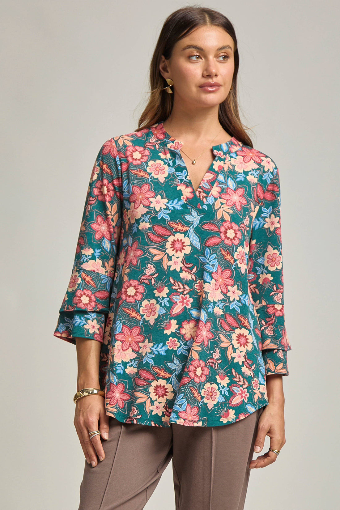 Lizzy Bell Sleeve Top: Hunter Green