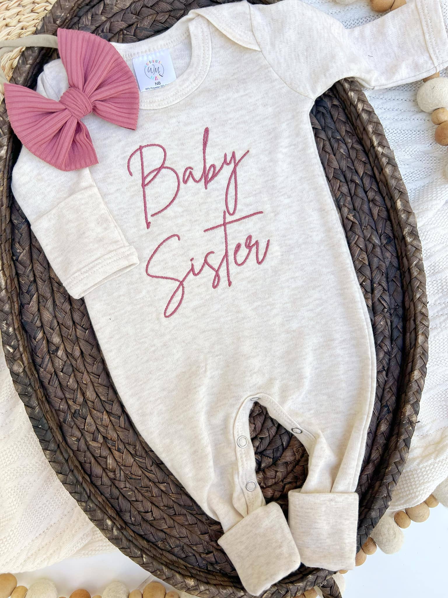 Baby Romper | Baby Sister Pink - Baby Announcement Outfit: 0-3 months / Romper only