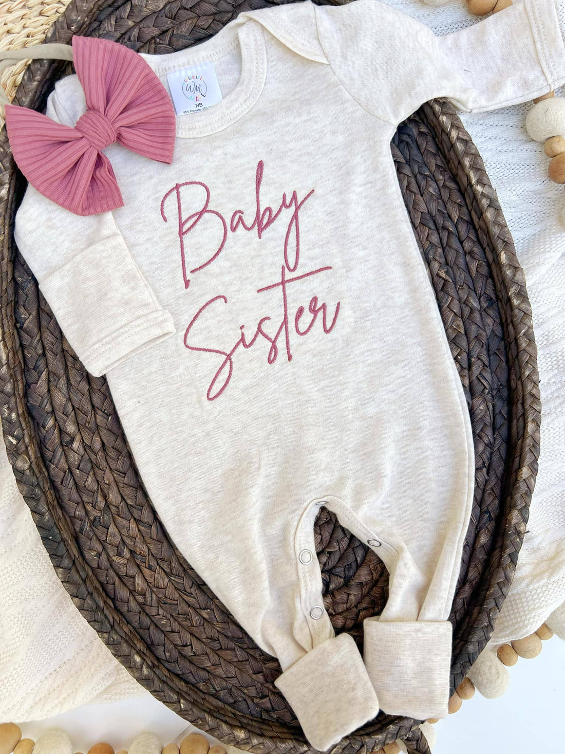 Baby Romper | Baby Sister Pink - Baby Announcement Outfit: 0-3 months / Romper only