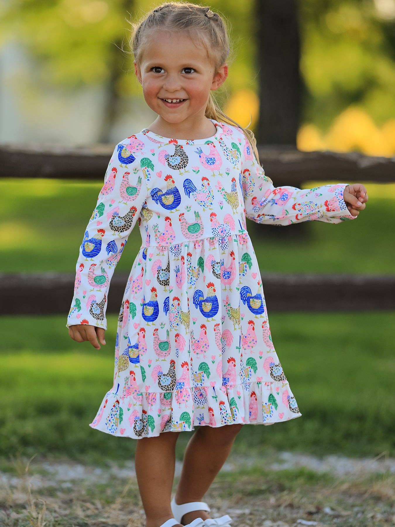 Fall Farm Chickens Twirl Dress