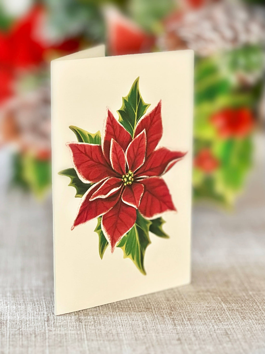 Birch Poinsettia (8 Pop-up Greeting Cards)