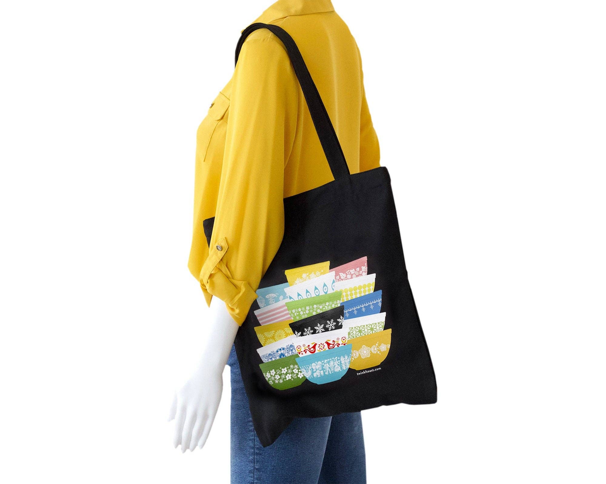 Black. Pyrex Inspired Zipper Tote Bag