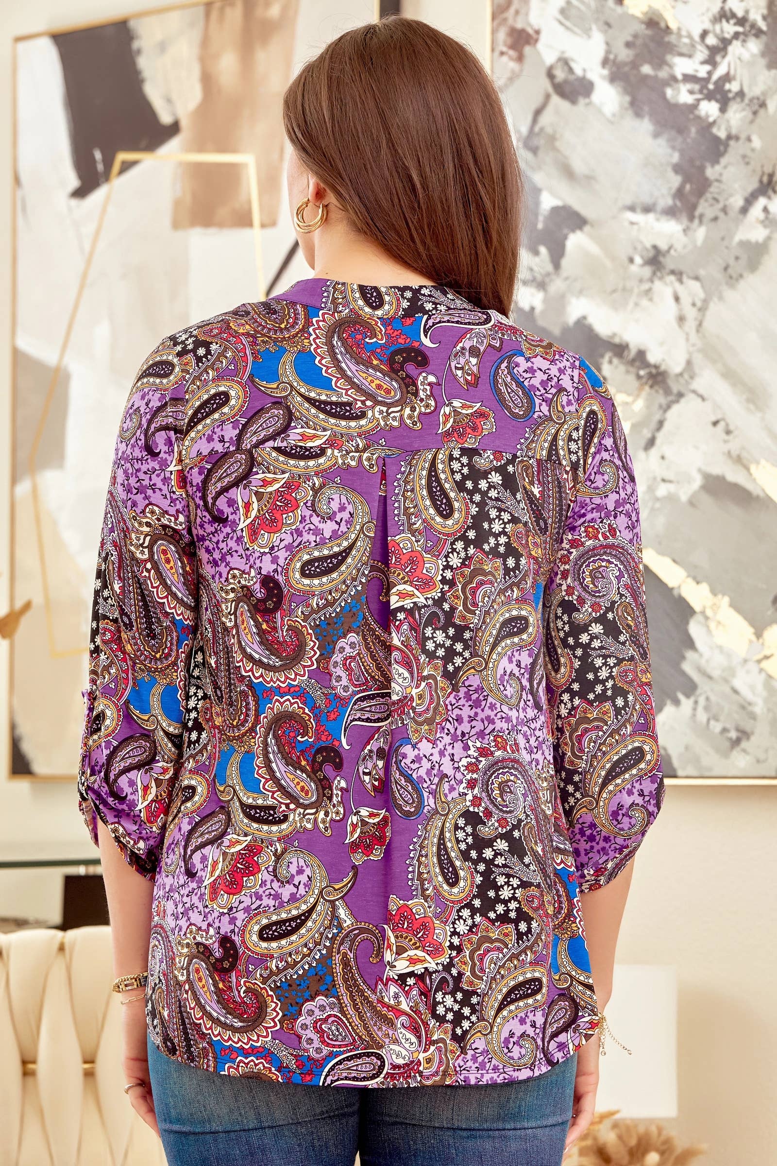 Fun Multicolor Print Top LIZZY-V0199: PURPLE MULTI