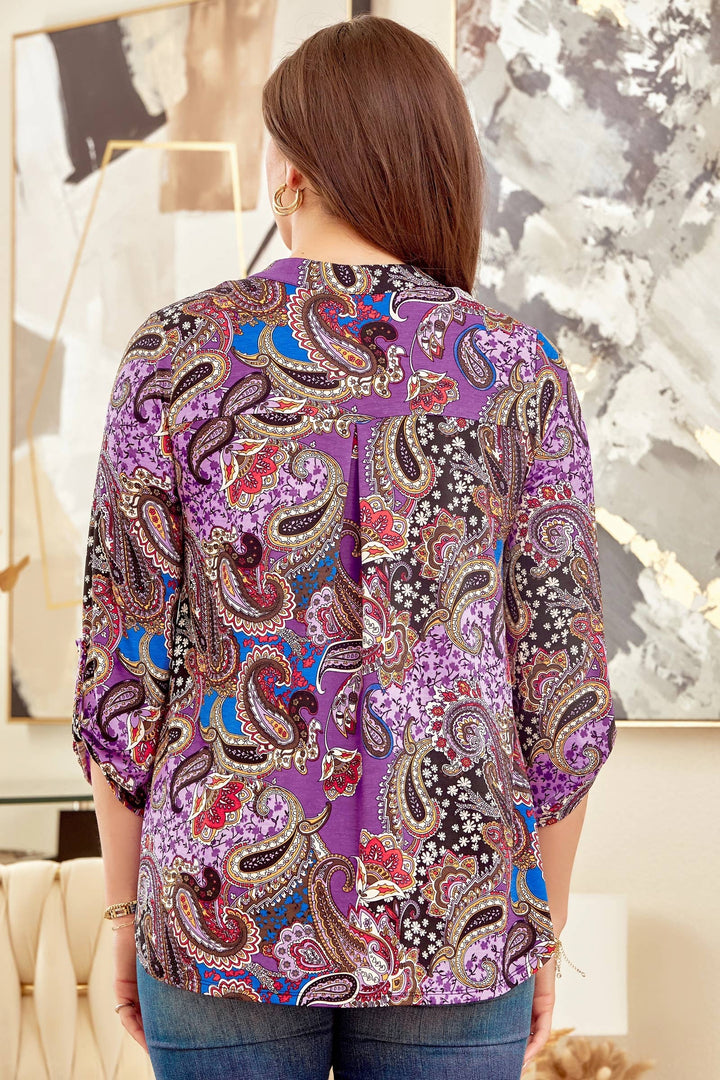 Fun Multicolor Print Top LIZZY-V0199: PURPLE MULTI