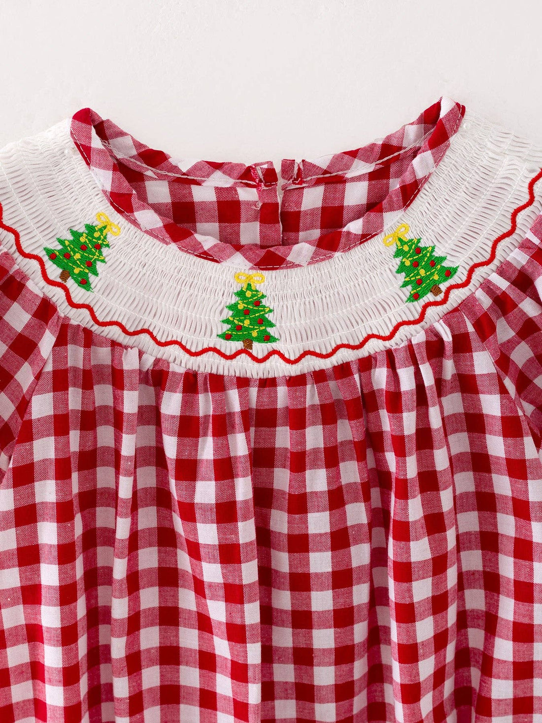 Christmas Tree Smocking Embroidered Romper