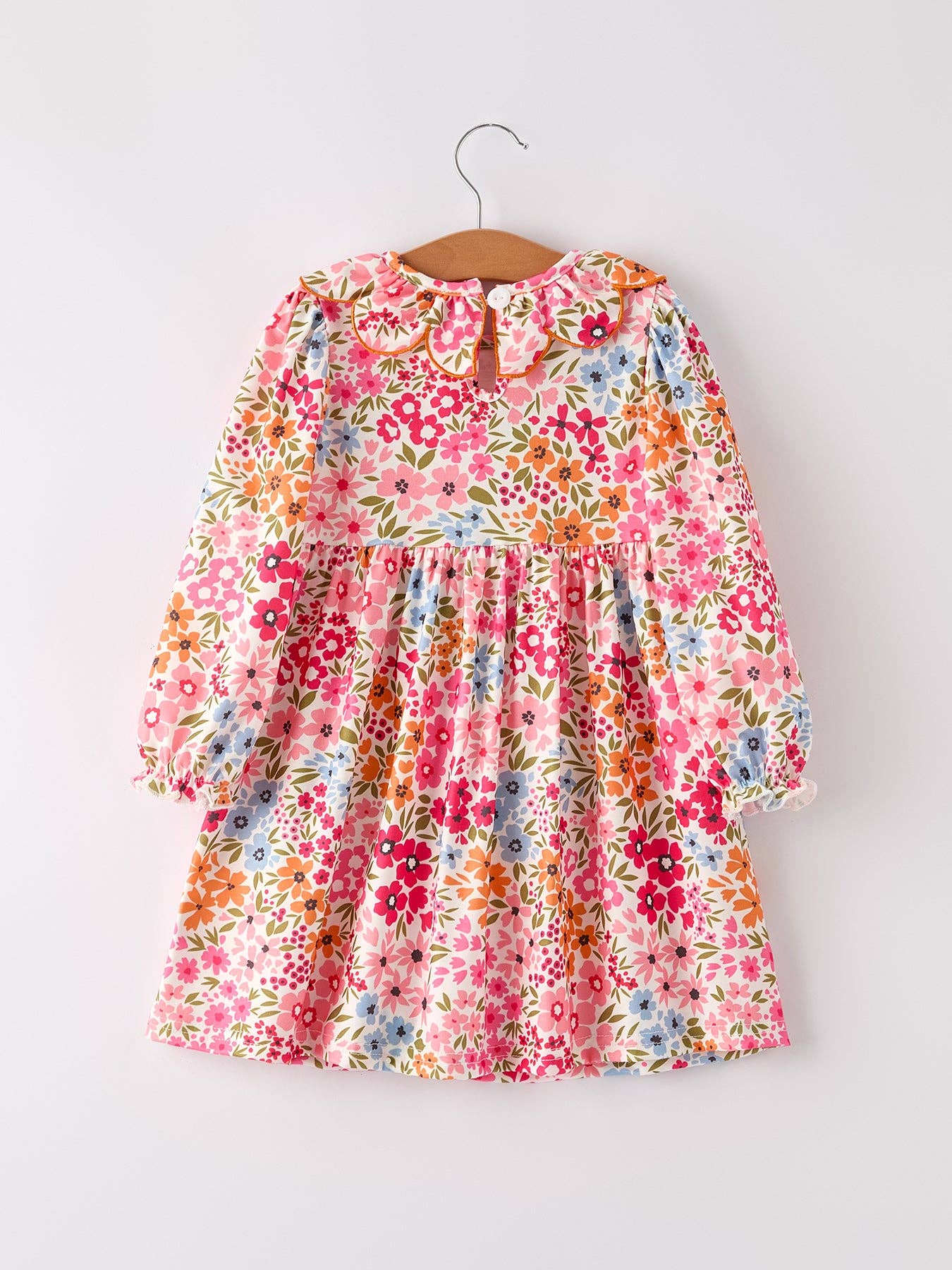 Pumpkin Bow Smocked Floral Dress