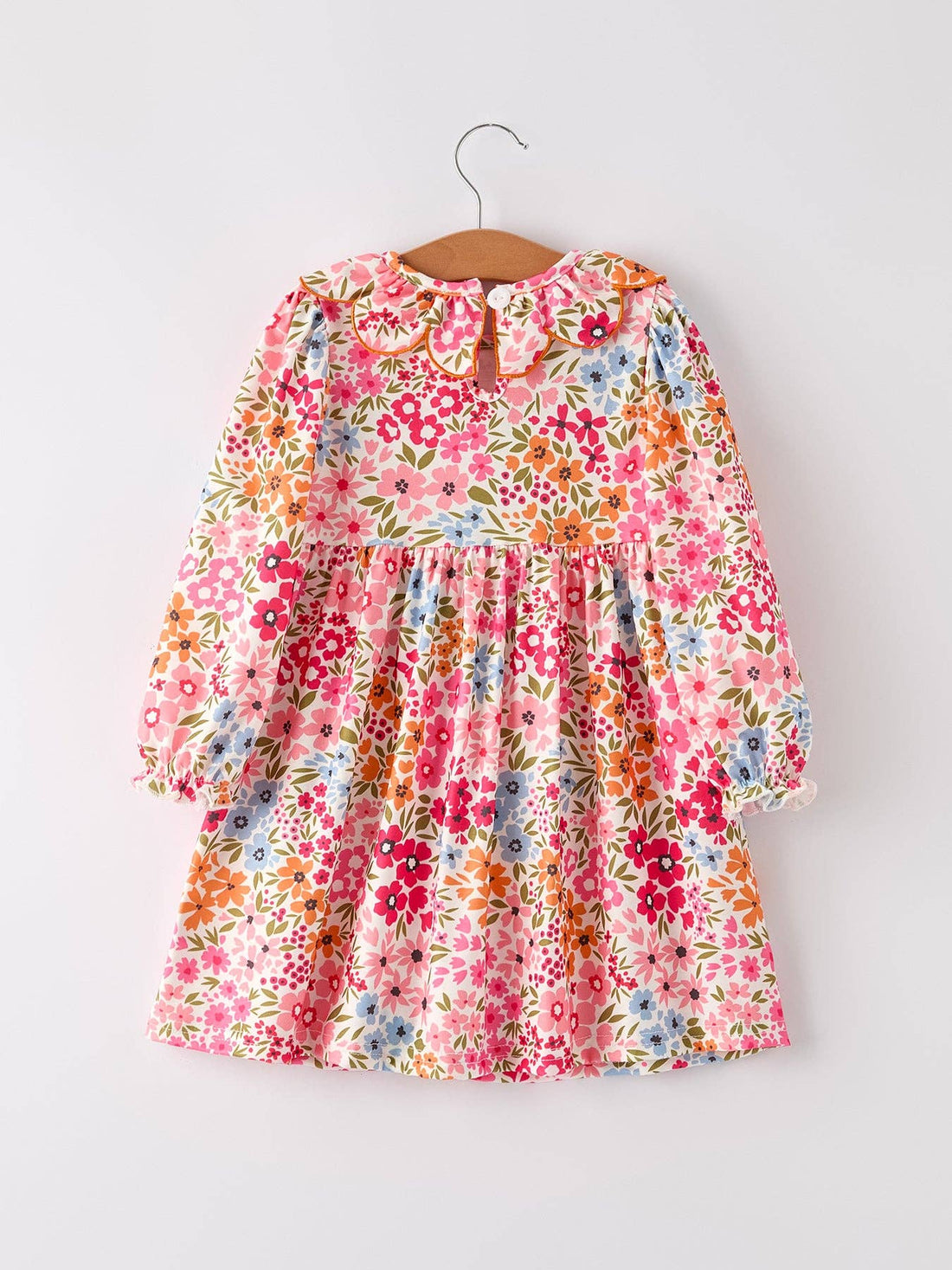 Pumpkin Bow Smocked Floral Dress