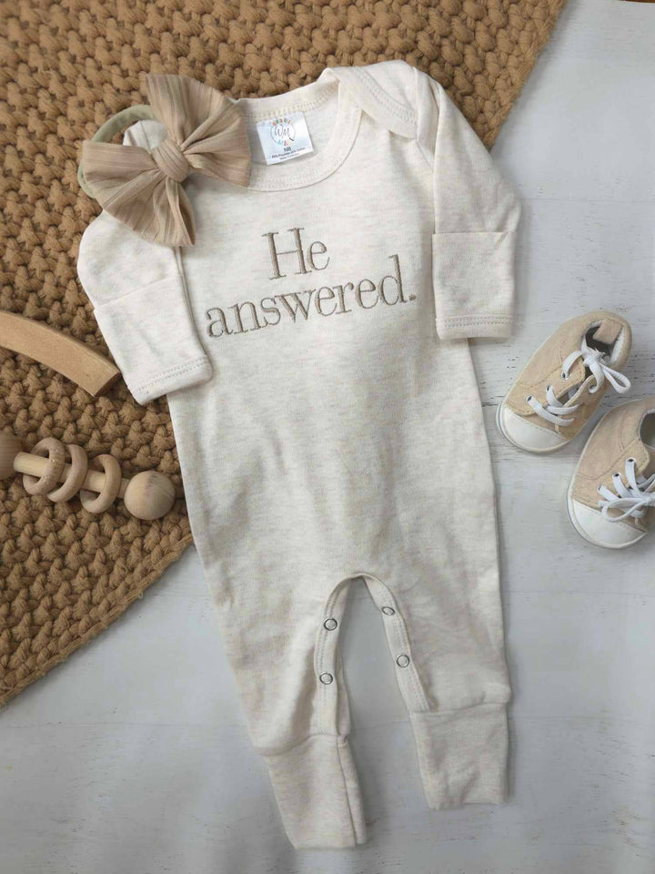 Baby Romper | He Answered.: 0-3M / Romper Only