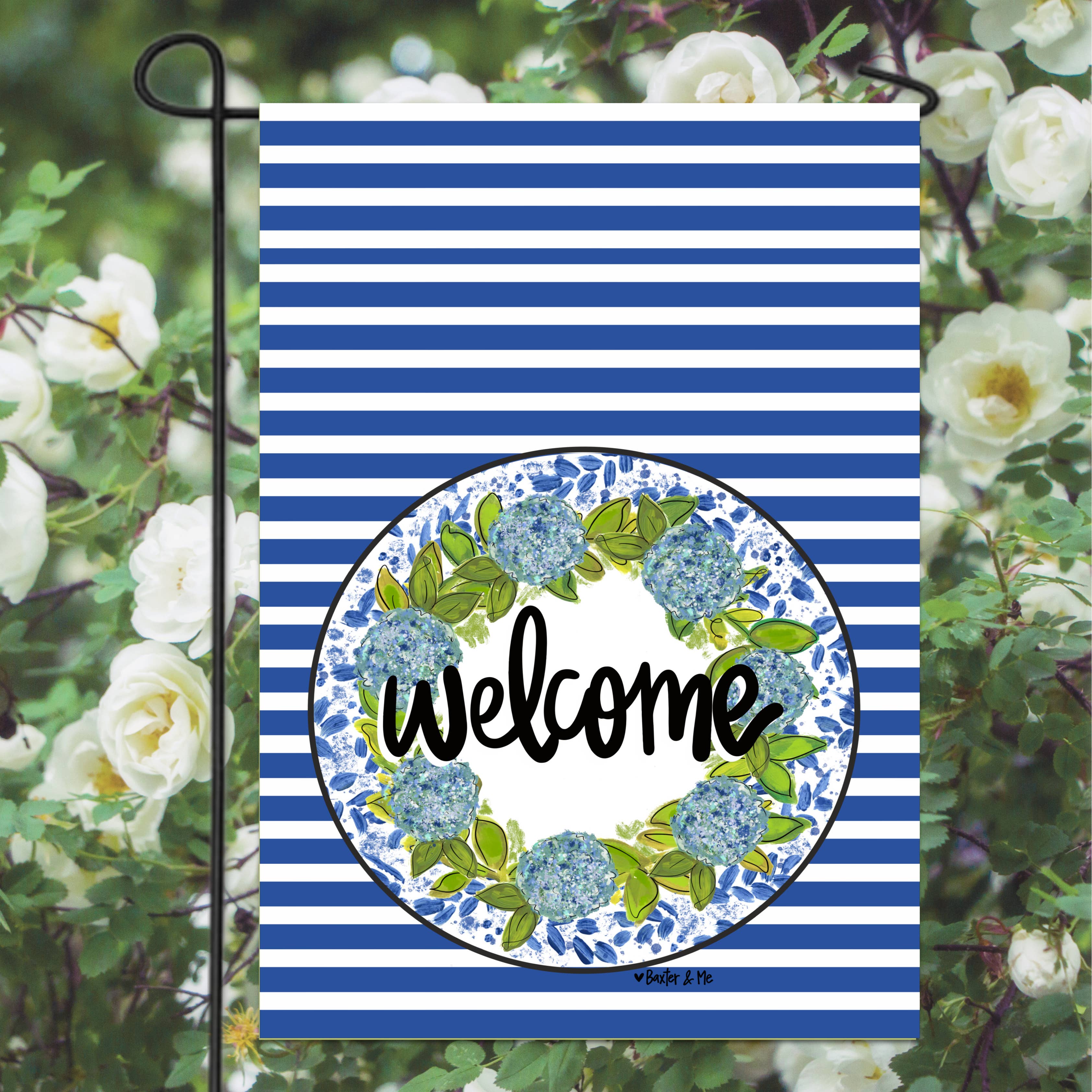 Hydrangeas Welcome Willow Garden Flag
