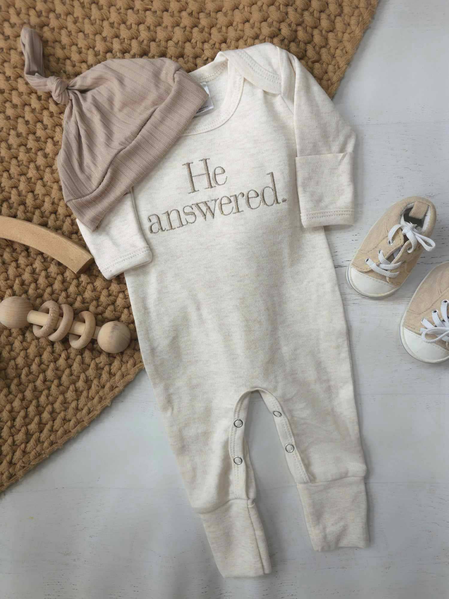 Baby Romper | He Answered.: 0-3M / Romper Only