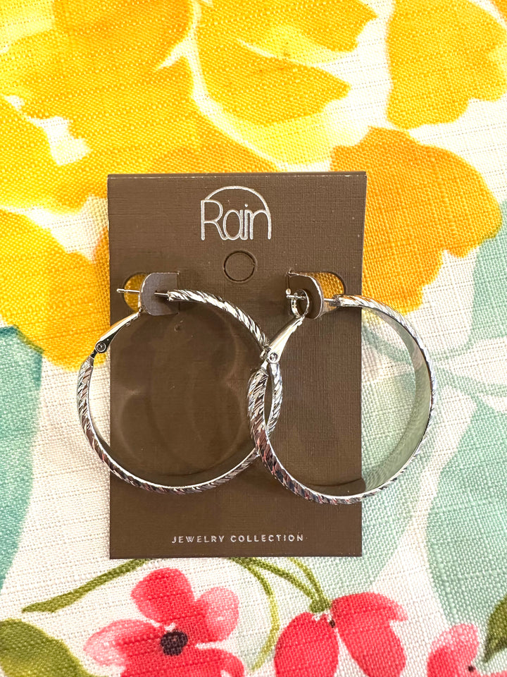 Rain Silver Hoop Earrings