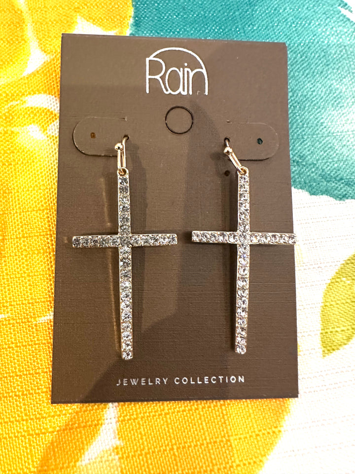Rain Silver & Gold Cross Earrings