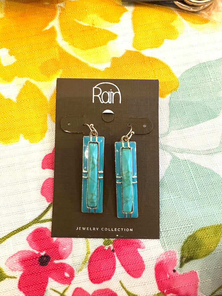 Rain Turquoise & Gold Earrings