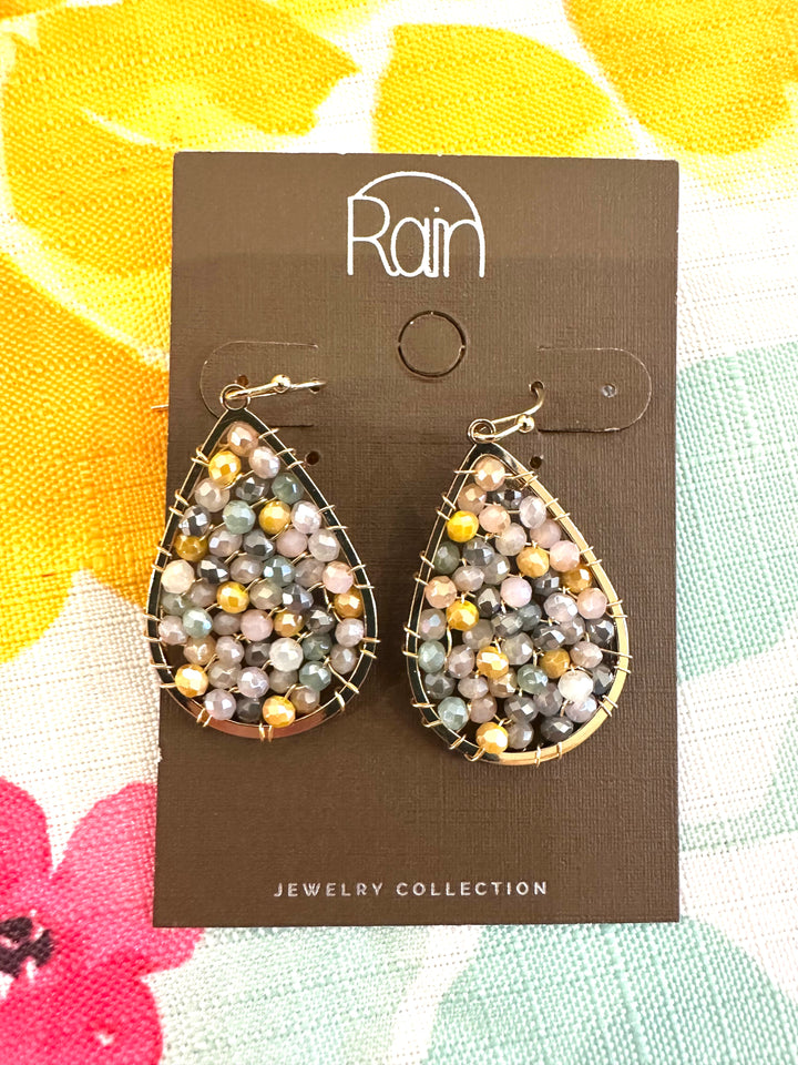 Rain Gold & Multi-Colored Beaded Earrings