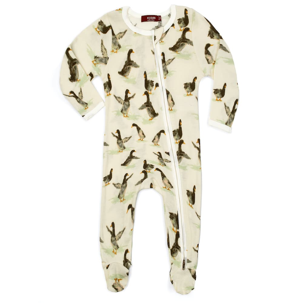 Milk Barn Duck Organic Cotton Zipper Footed Romper