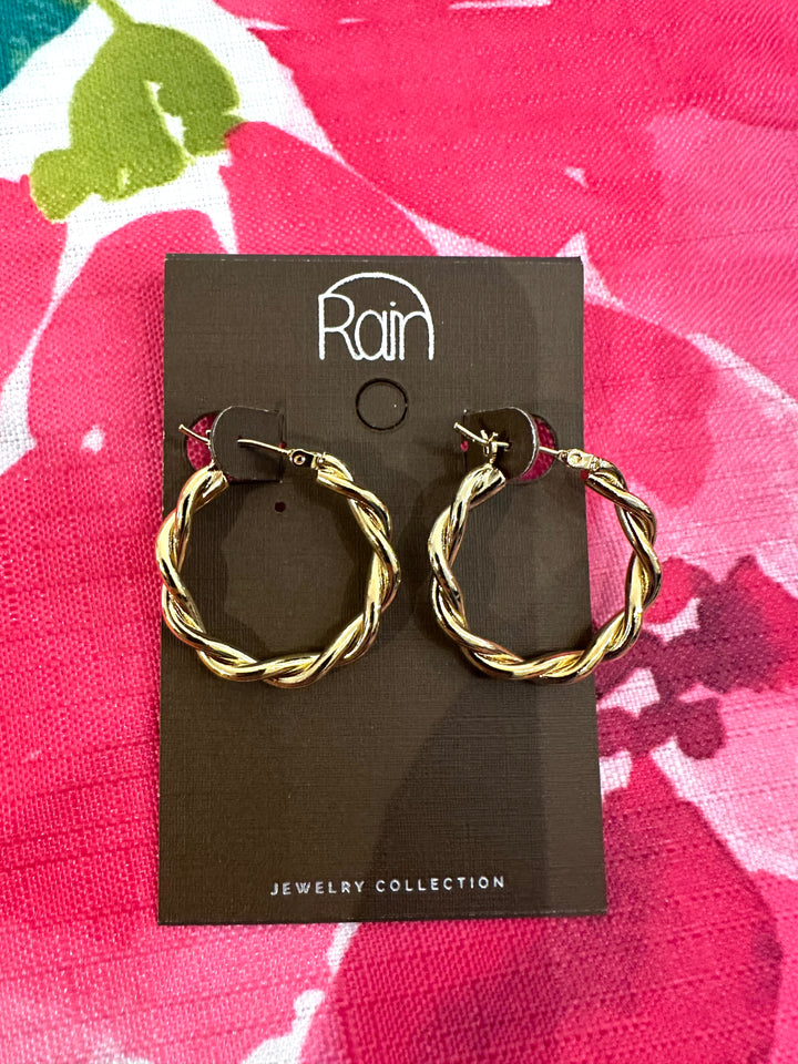 Rain Gold Chain Hoop Earrings