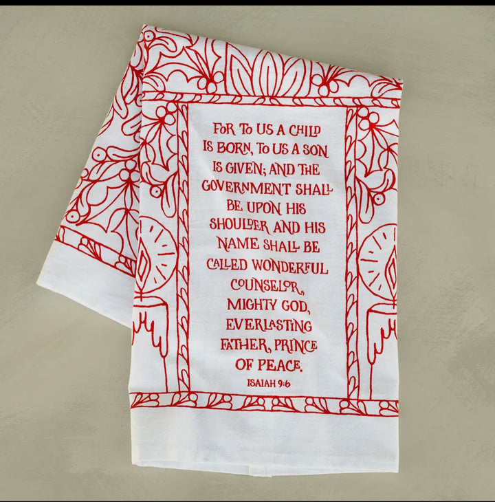 For to us a Child is Born Tea Towel