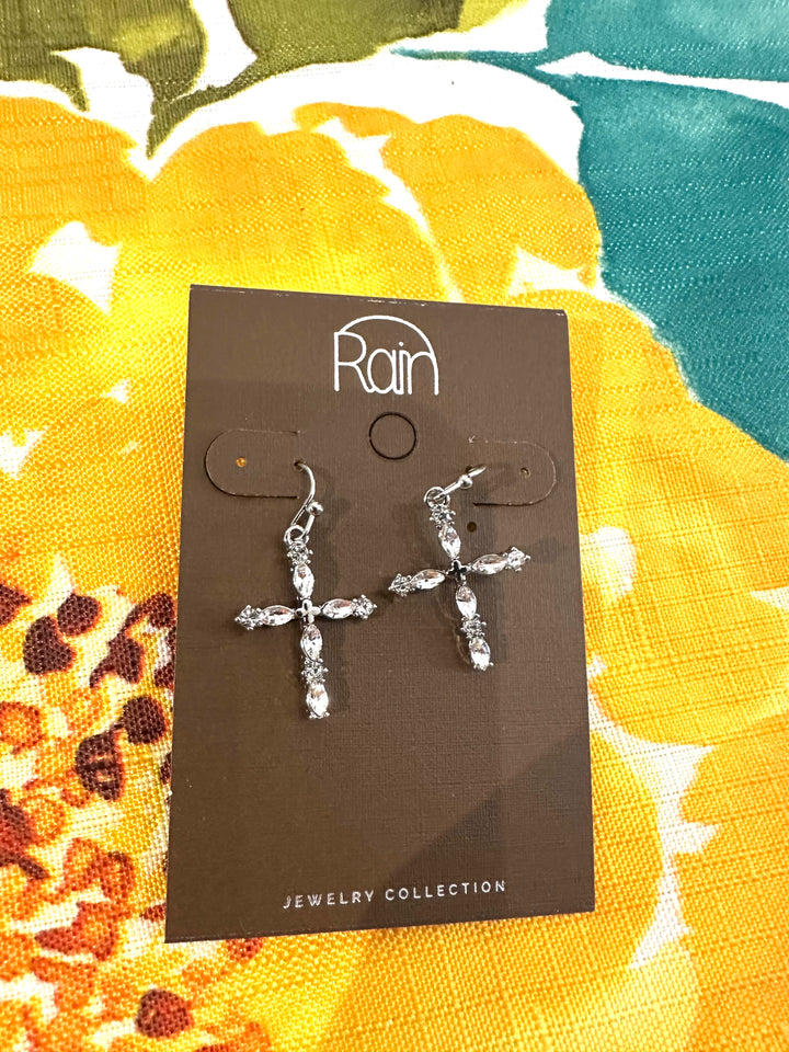 Rain Silver Small Cross Earrings