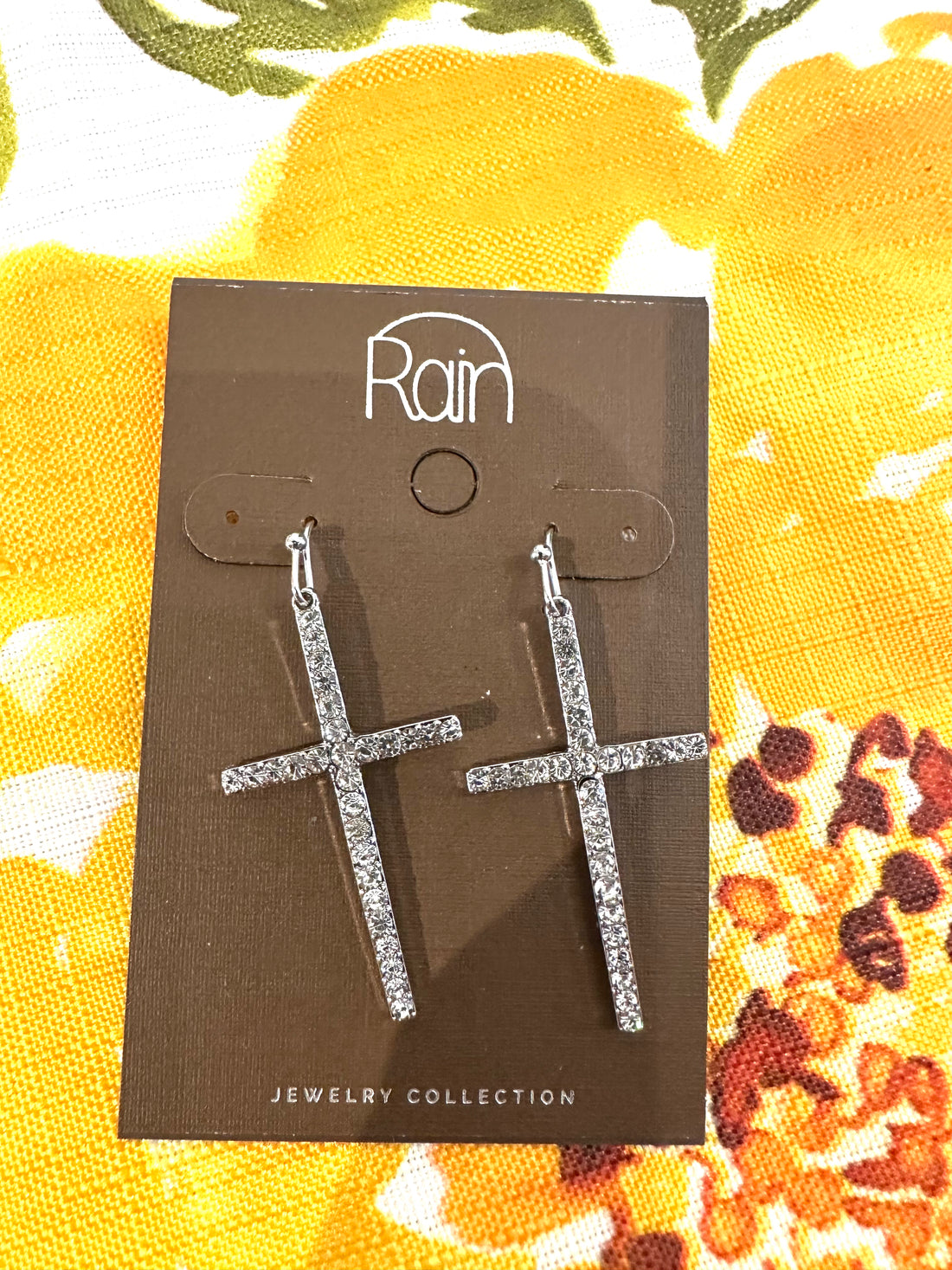 Rain Silver Cross Earrings