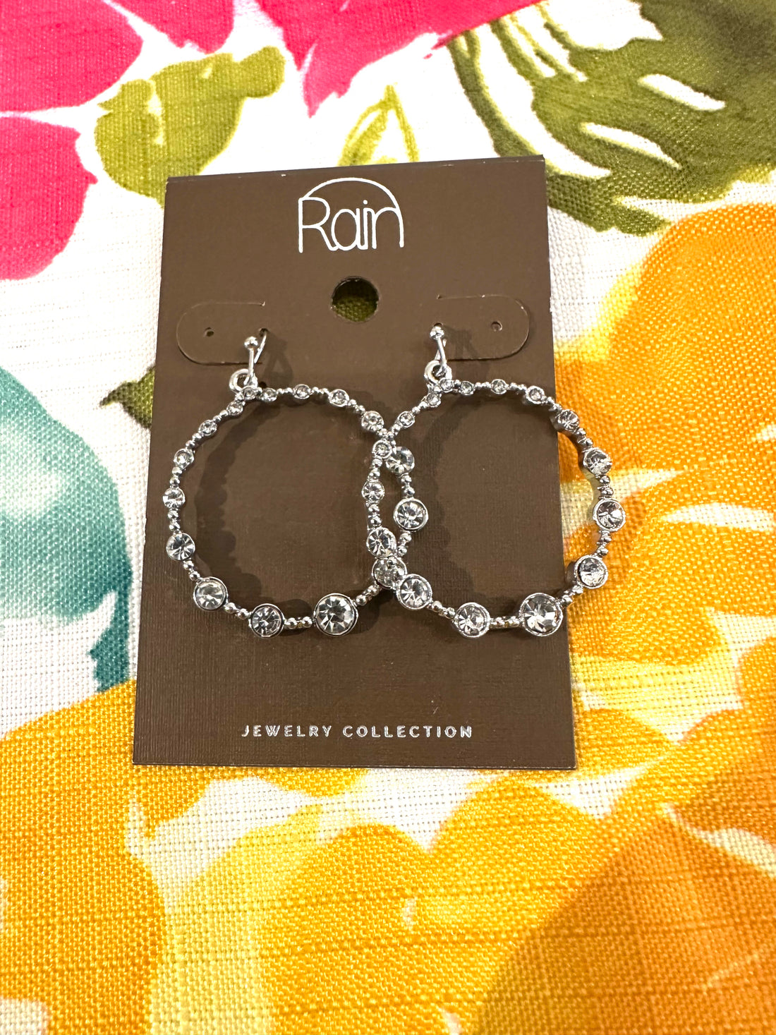 Rain Silver Hoop Stone Earrings