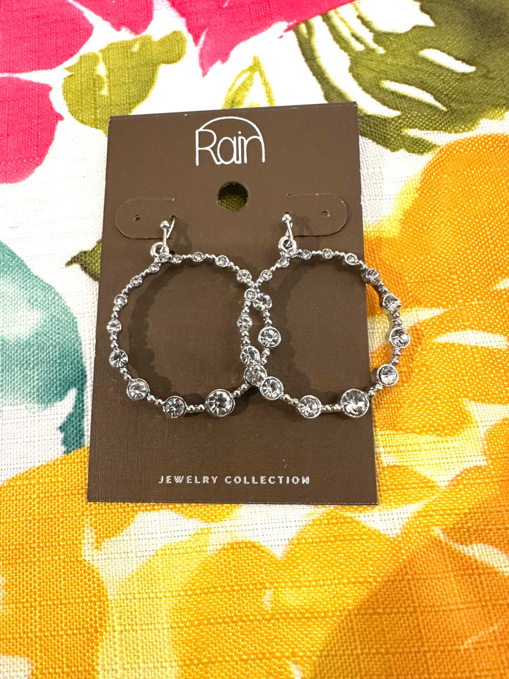 Rain Silver Hoop Stone Earrings