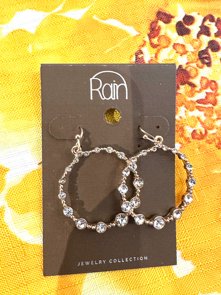 Rain Silver & Gold Stone Hoop Earrings