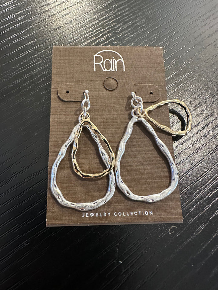 Rain Silver & Gold Teardrop Earrings