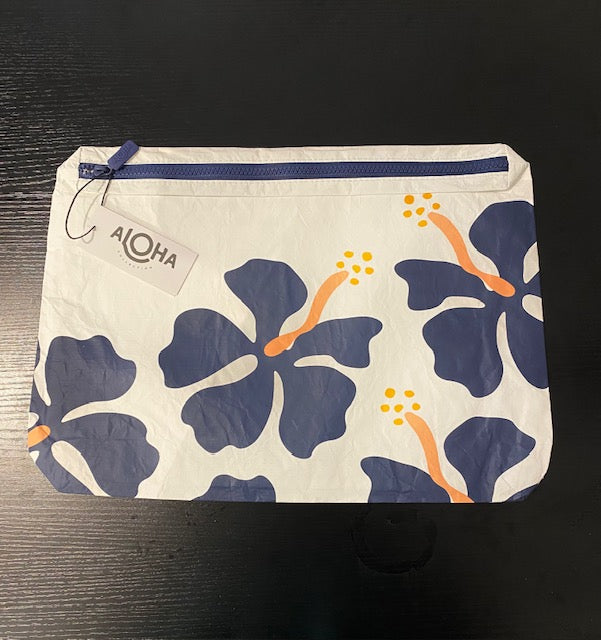 Aloha Bags Max Zippered Pouch in Mo'orea Navy Print