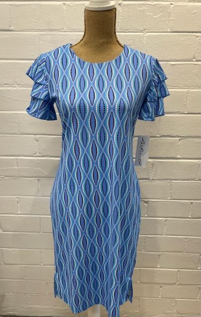 Lulu-B Cha Cha Sleeve Blue Extra Length Dress