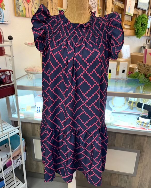 Top it Off Pink and Navy Dress