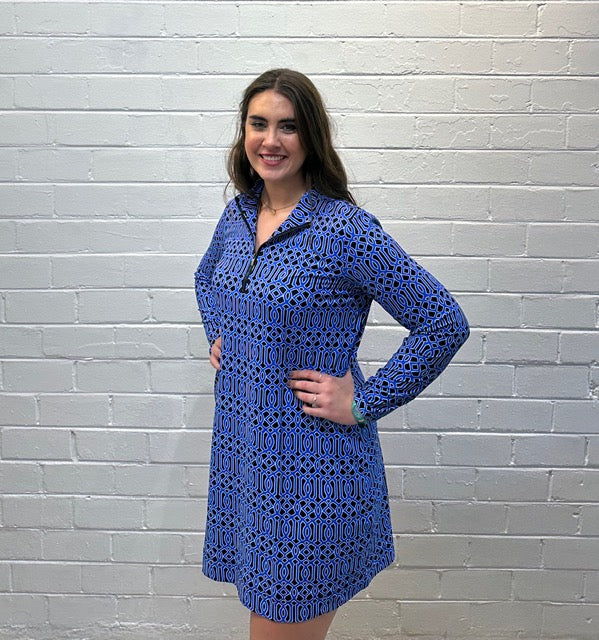 Lulu B Dark Blue and Black Zippered Dress