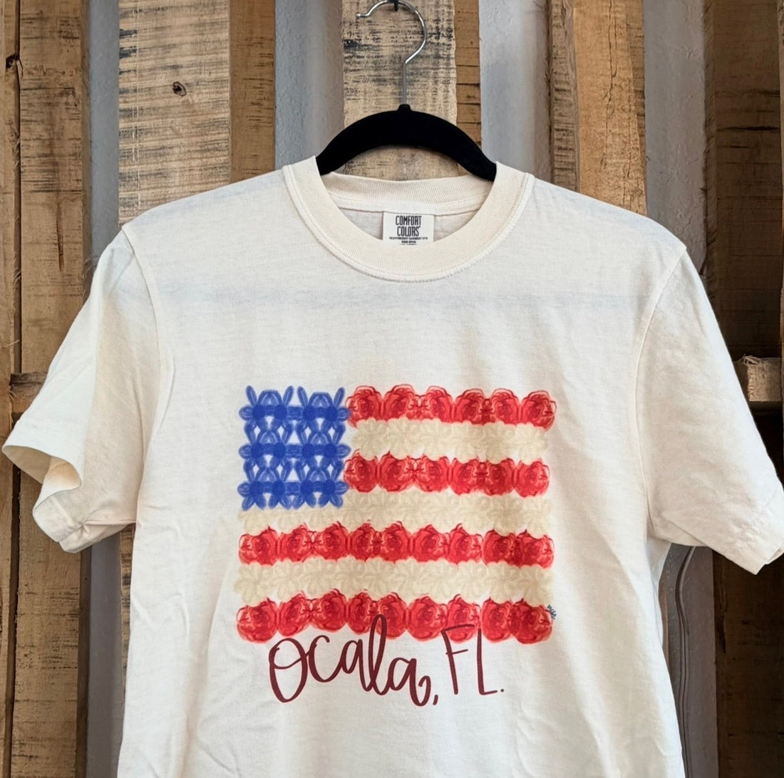 Flowers and Flag Ocala T-shirt