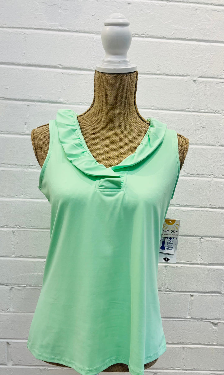 Lulu-B Mint V-Neck Ruffled Top