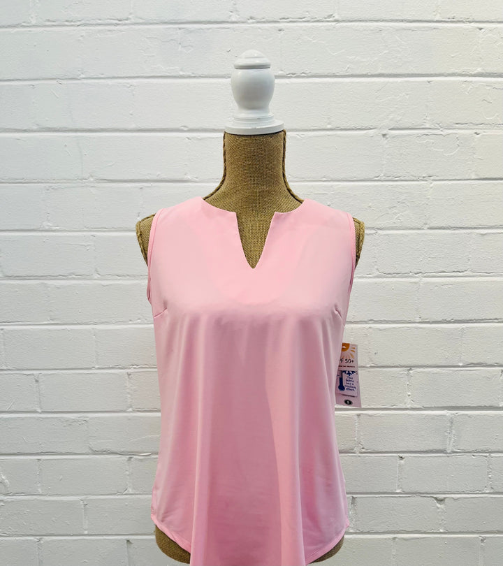 Lulu-B Soft Pink Sleeveless V-notch Neck Top