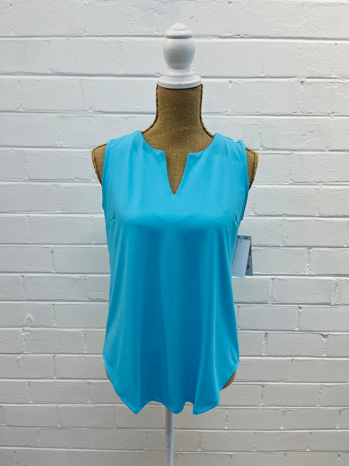 Lulu-B Turquoise Sleeveless V-notch Neck Top