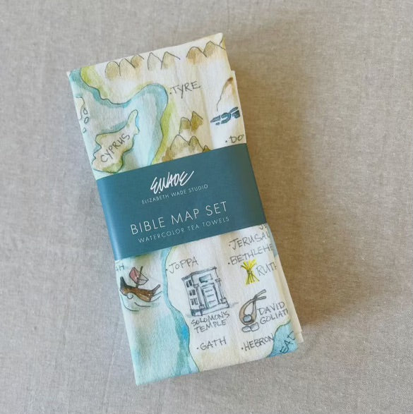 Bible Map Watercolor Tea Towels