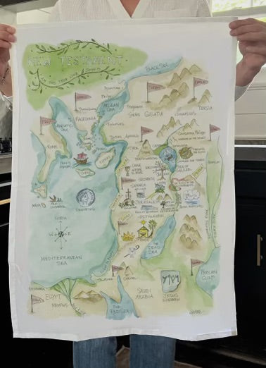 Bible Map Watercolor Tea Towels