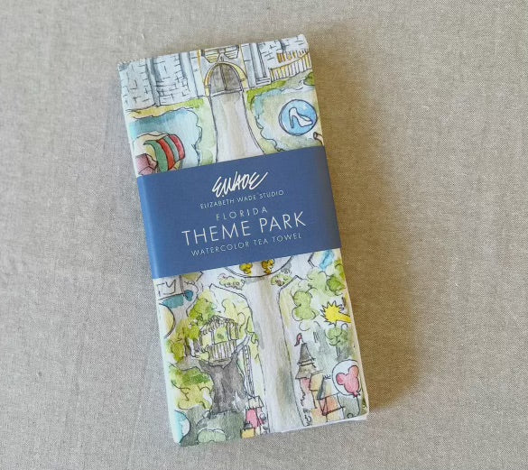 Florida Theme Park Watercolor Tea Towels