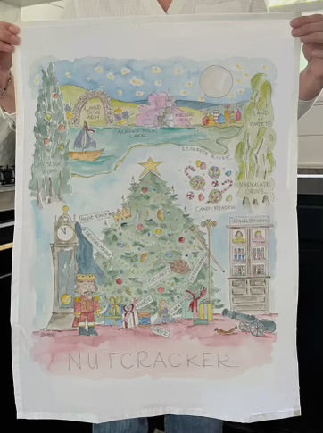 Nutcracker Watercolor Tea Towel