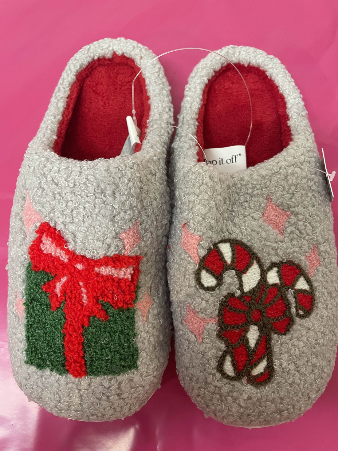 Top it Off Candy Cane & Present Slippers