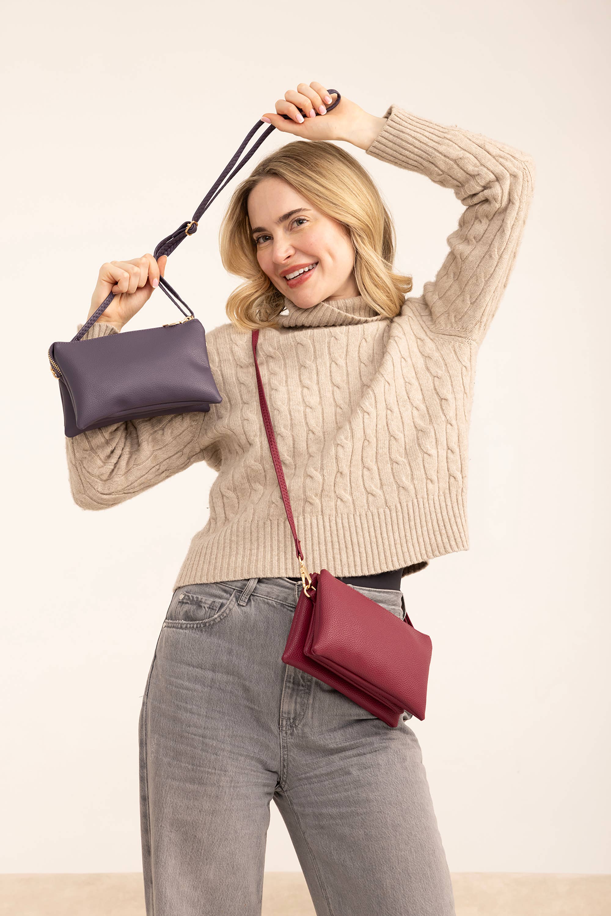 Riley Monogrammable 3 Compartment Crossbody/Wristlet