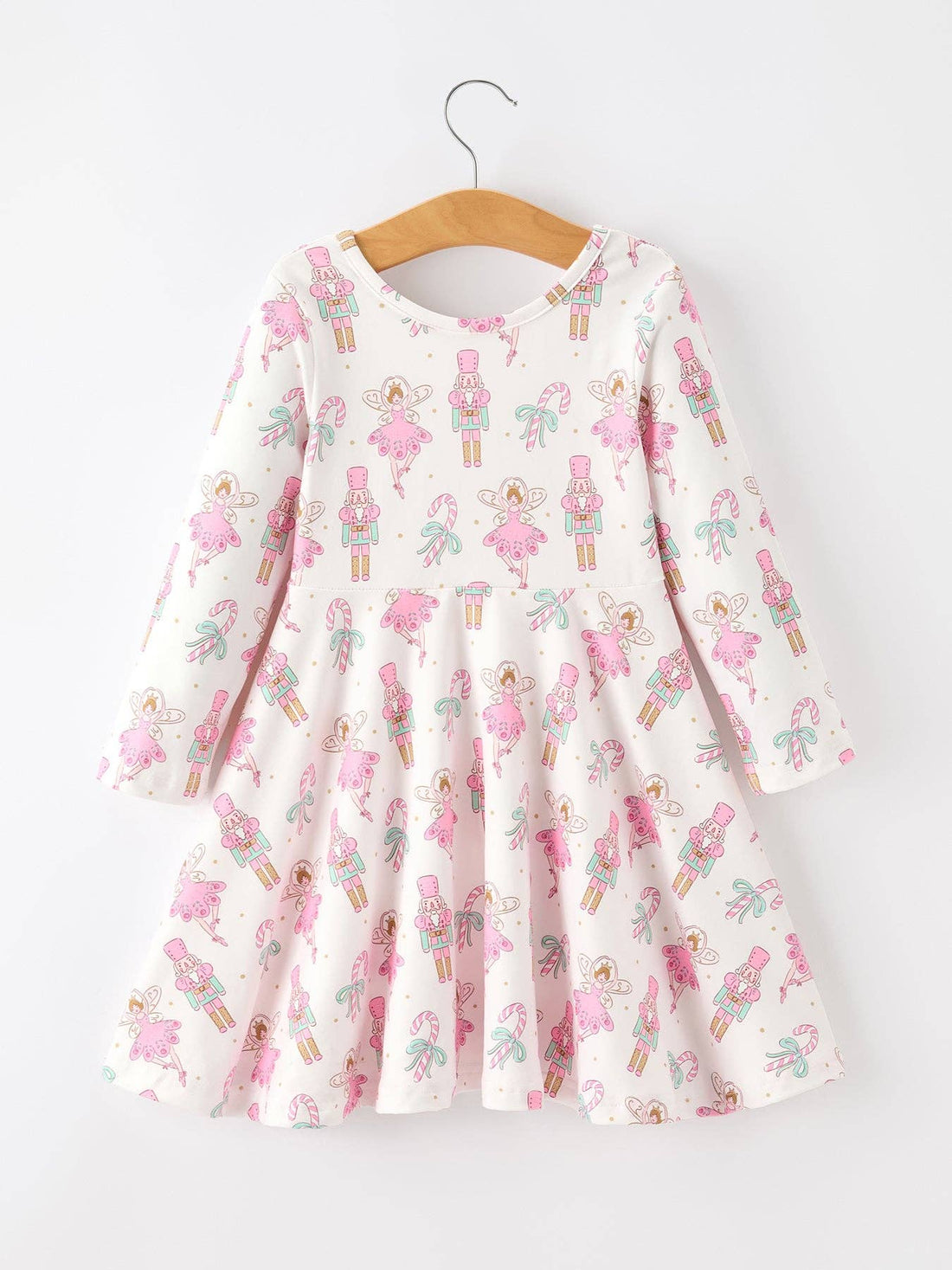 Girls Sugar Plum Fairy & Nutcracker Long Sleeve Twirl Dress