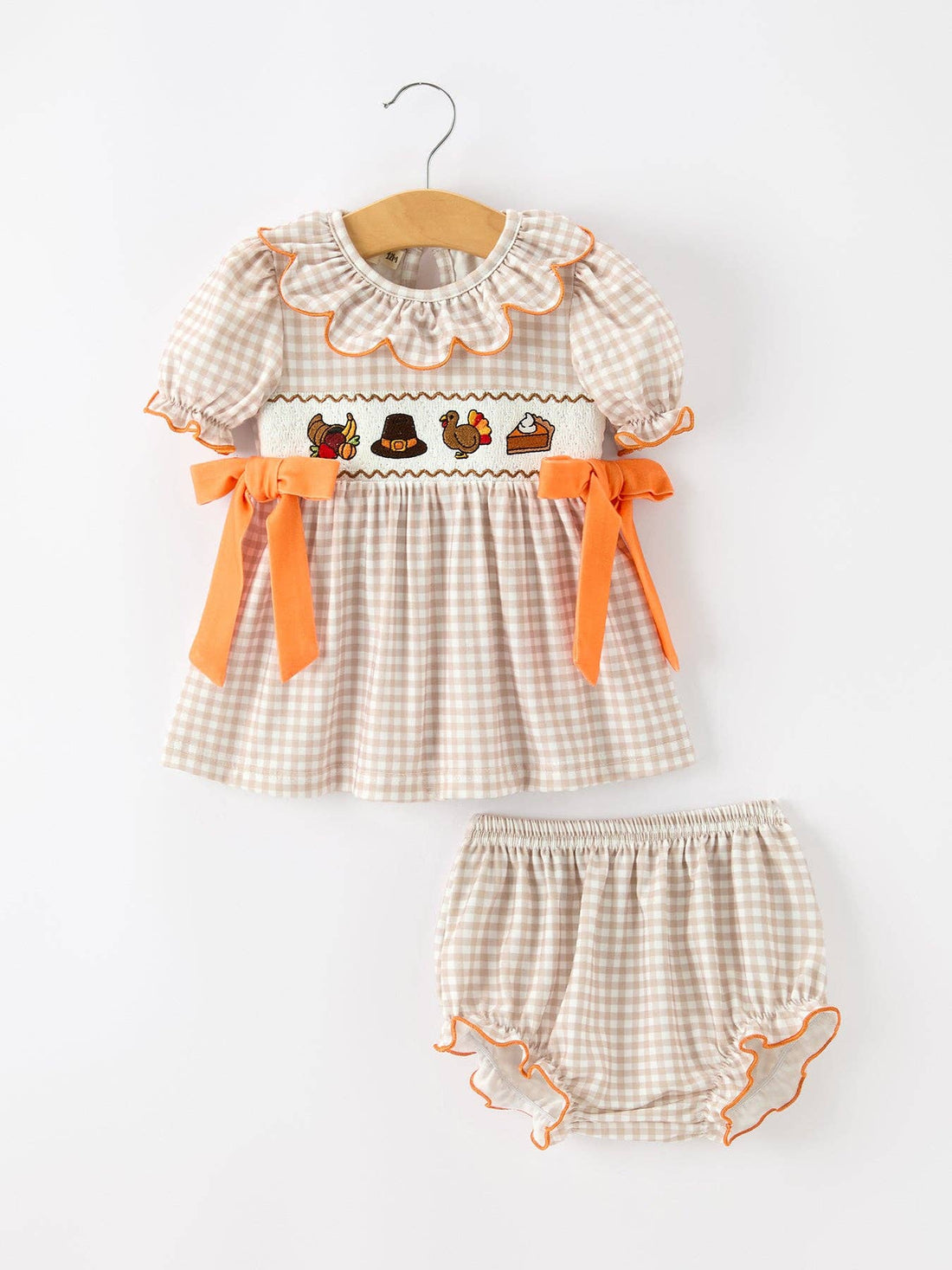 Thanksgiving Smocked Dress Bloomer Set
