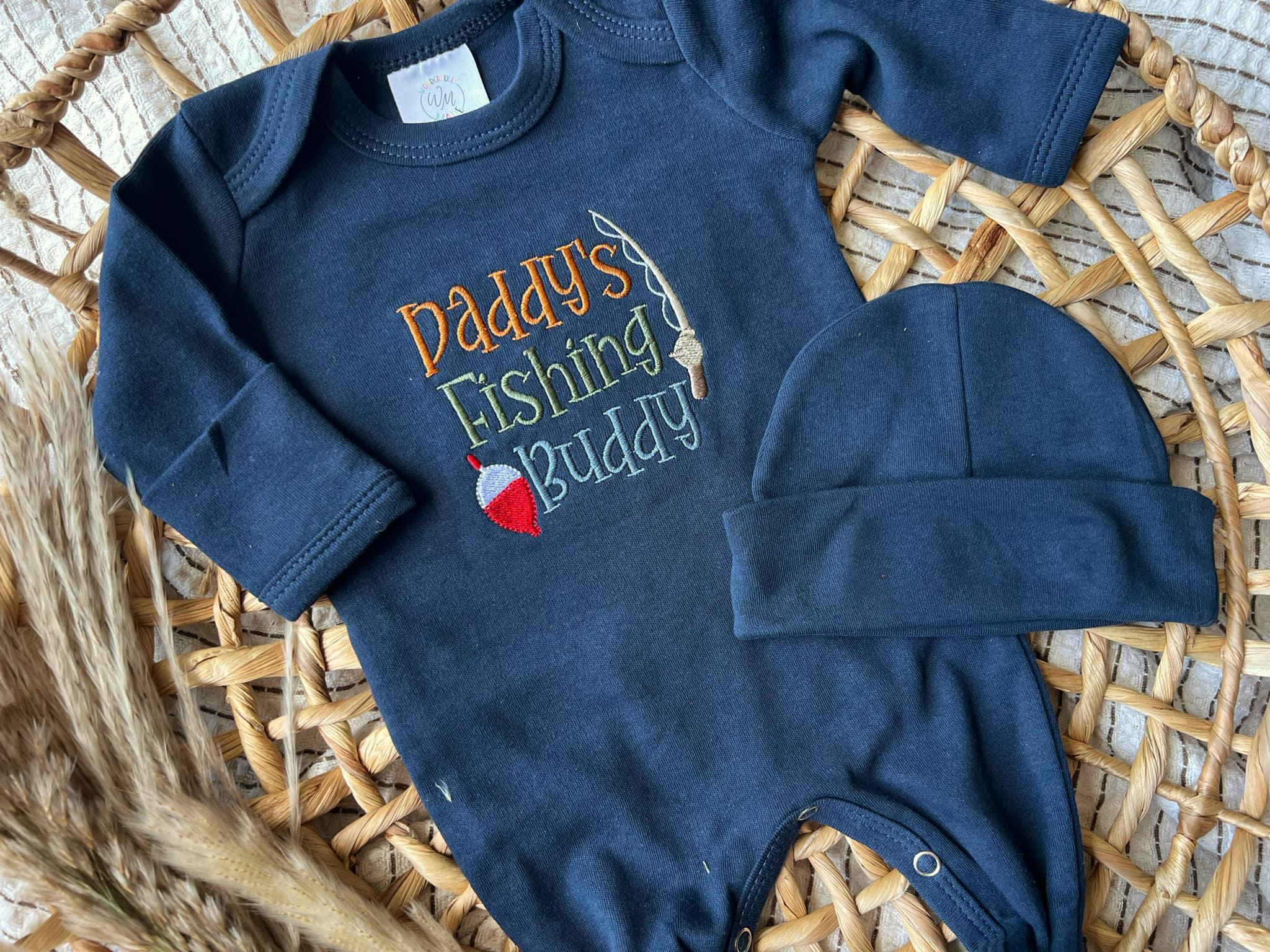 Baby Boy Romper | Daddy's Fishing Buddy: 0-3M / Romper Only