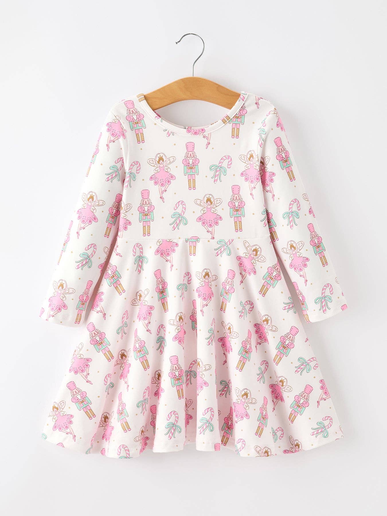 Girls Sugar Plum Fairy & Nutcracker Long Sleeve Twirl Dress