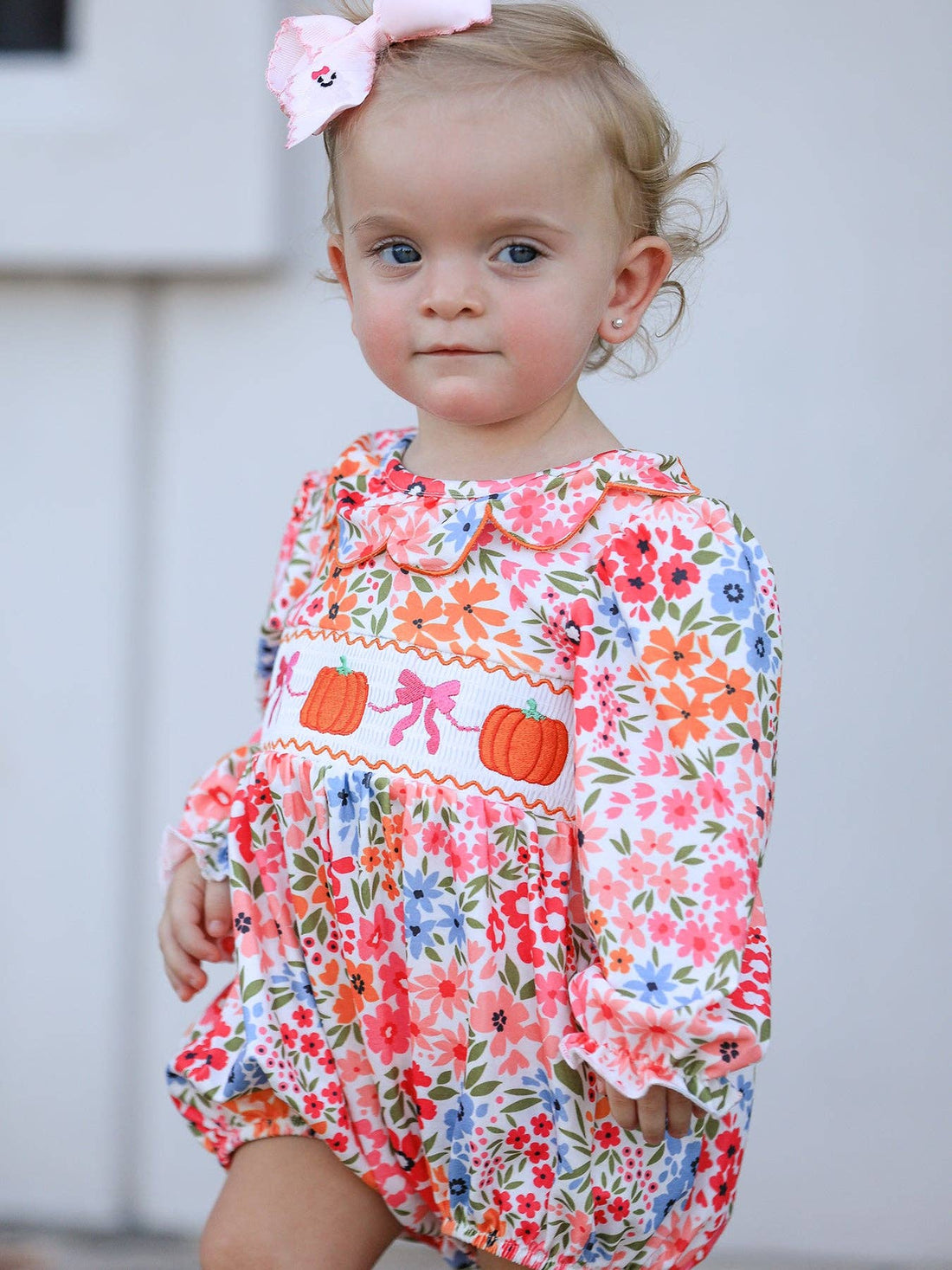 Pumpkin Bow Smocked Romper